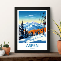 Aspen Travel Print Wall Art Aspen Wall Hanging Home Décor Aspen Gift Art Lovers Ski Art Lover Gift Aspen Print Skiing Aspen Ski Art Poster