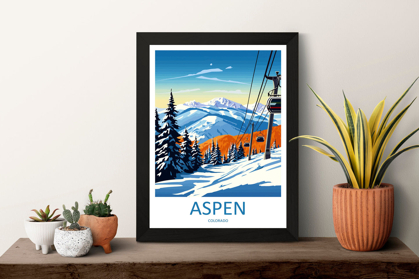 Aspen Travel Print Wall Art Aspen Wall Hanging Home Décor Aspen Gift Art Lovers Ski Art Lover Gift Aspen Print Skiing Aspen Ski Art Poster