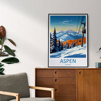 Aspen Travel Print Wall Art Aspen Wall Hanging Home Décor Aspen Gift Art Lovers Ski Art Lover Gift Aspen Print Skiing Aspen Ski Art Poster