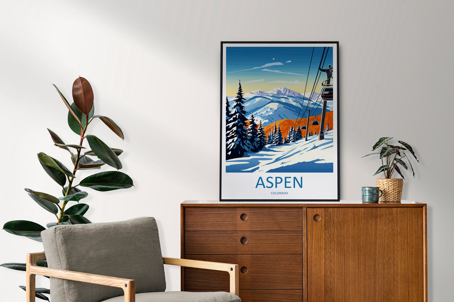 Aspen Travel Print Wall Art Aspen Wall Hanging Home Décor Aspen Gift Art Lovers Ski Art Lover Gift Aspen Print Skiing Aspen Ski Art Poster