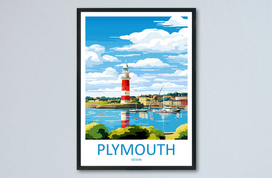 Plymouth Travel Print Wall Art Plymouth Wall Hanging Home Décor Plymouth Gift Art Lovers England Art Lover Gift Plymouth Art Poster
