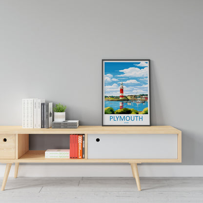Plymouth Travel Print Wall Art Plymouth Wall Hanging Home Décor Plymouth Gift Art Lovers England Art Lover Gift Plymouth Art Poster