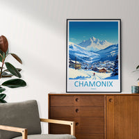 Chamonix Travel Print Wall Art Chamonix Wall Hanging Home Décor Chamonix Gift Art Lovers Ski Art Lover Gift Chamonix Print Skiing Artwork