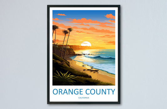 Orange County Travel Print Wall Art Orange County Wall Hanging Home Décor Orange County Gift Art Lovers California Art Lover Gift
