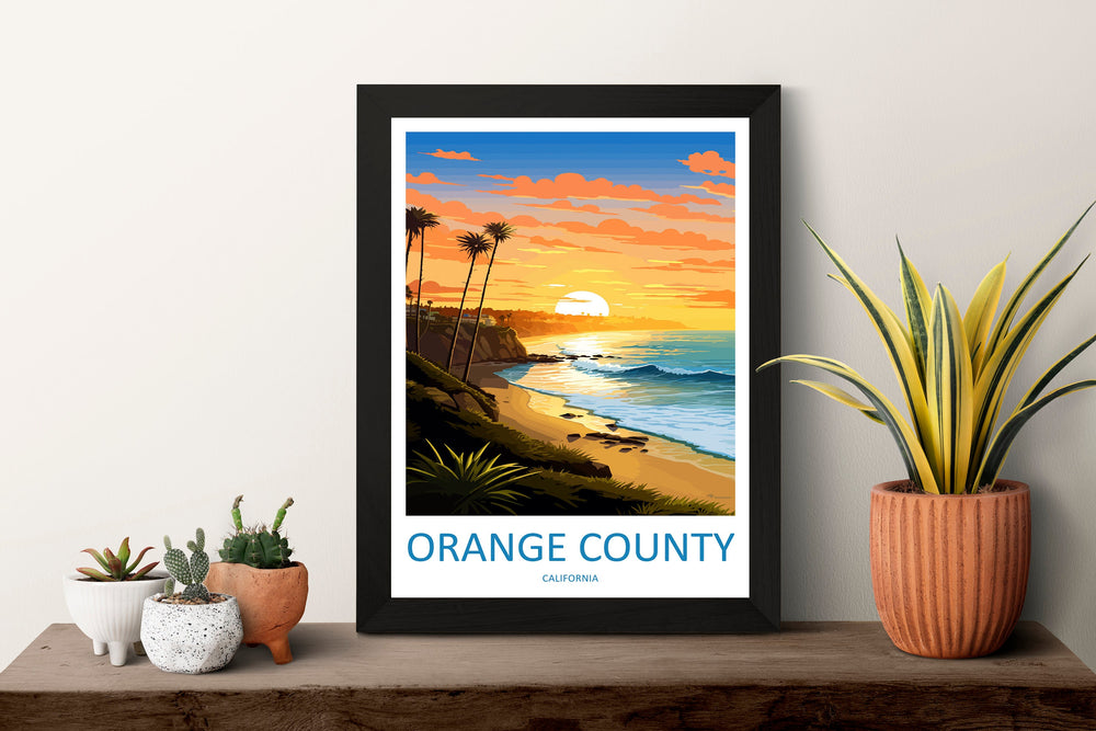 Orange County Travel Print Wall Art Orange County Wall Hanging Home Décor Orange County Gift Art Lovers California Art Lover Gift