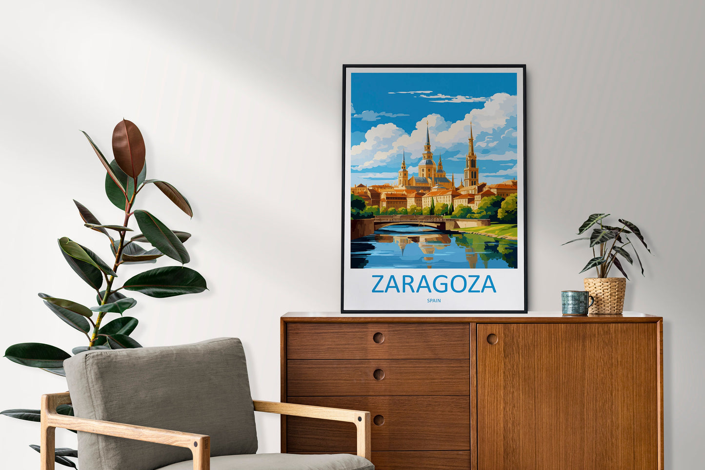 Zaragoza Travel Print Wall Art Zaragoza Wall Hanging Home Décor Zaragoza Gift Art Lovers Spain Art Lover Gift Zaragoza Print Spain Wall Art