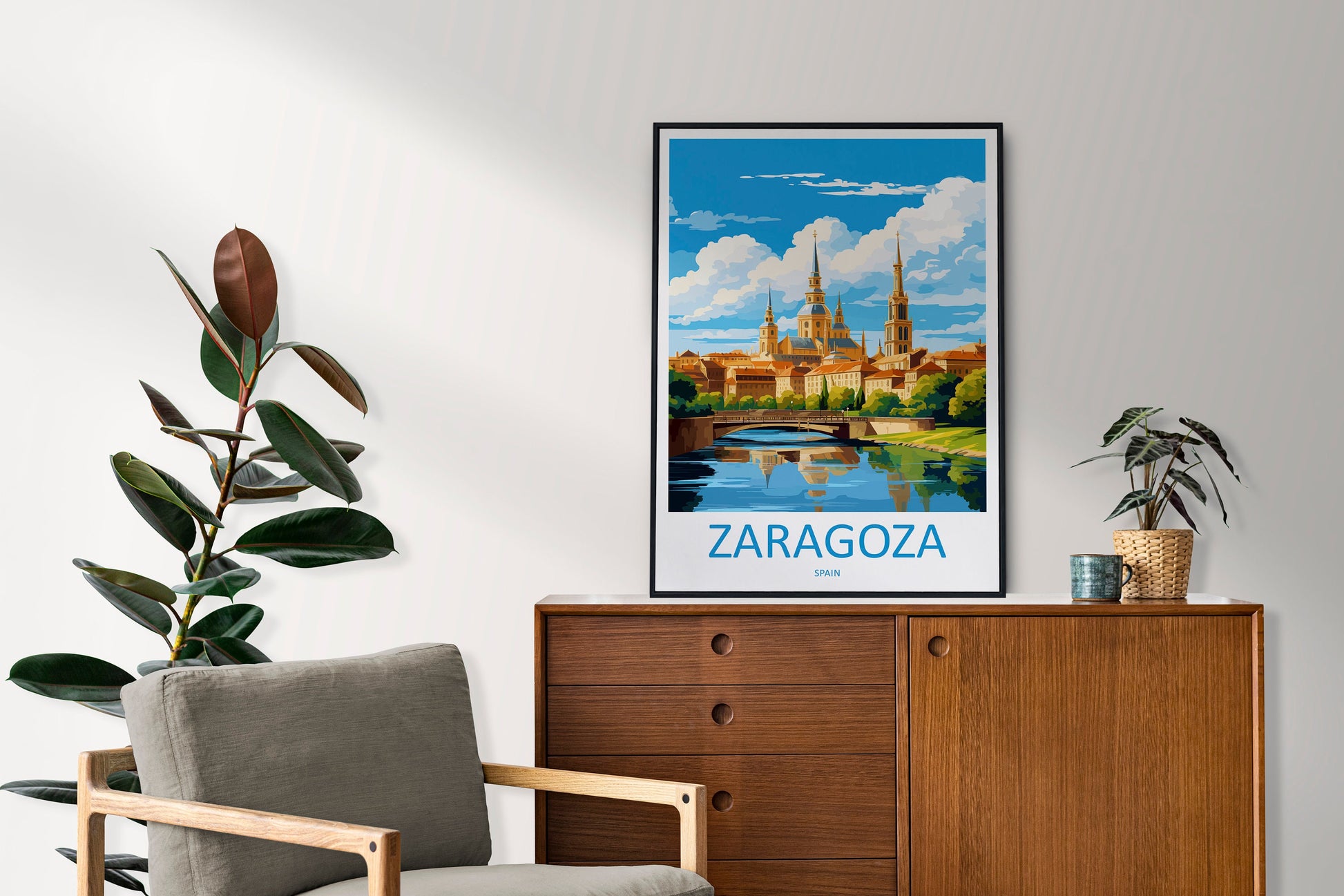 Zaragoza Travel Print Wall Art Zaragoza Wall Hanging Home Décor Zaragoza Gift Art Lovers Spain Art Lover Gift Zaragoza Print Spain Wall Art