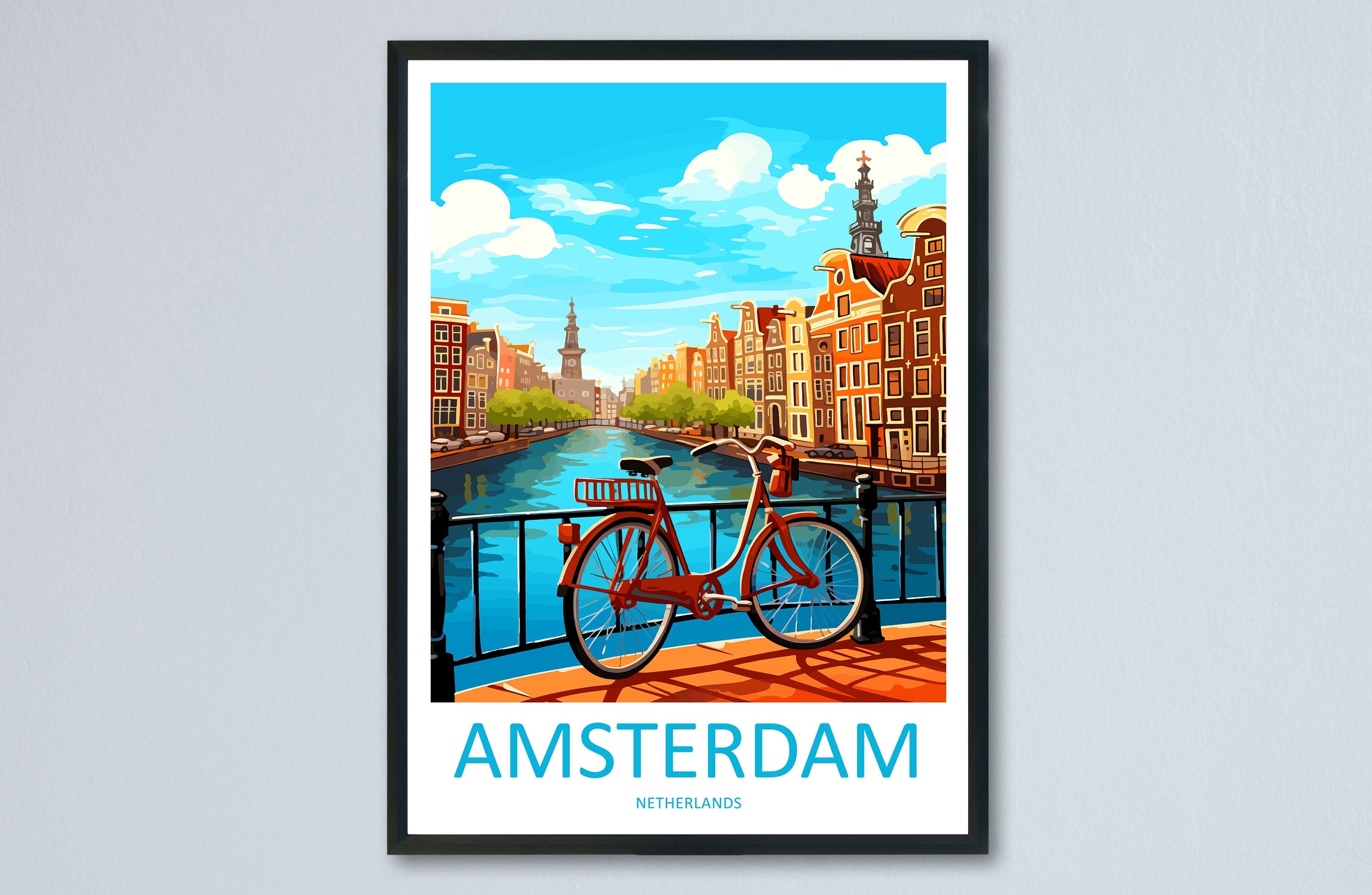 Amsterdam Travel Print Wall Art Amsterdam Wall Hanging Home Décor Amsterdam Gift Art Lovers Netherlands Art Lover Gift Amsterdam Decor