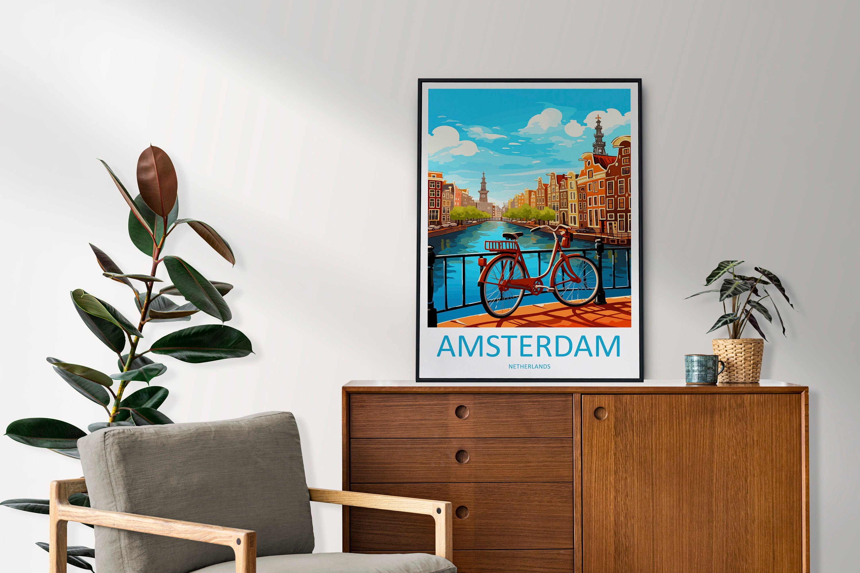Amsterdam Travel Print Wall Art Amsterdam Wall Hanging Home Décor Amsterdam Gift Art Lovers Netherlands Art Lover Gift Amsterdam Decor