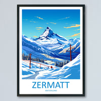 Zermatt Travel Print Wall Art Zermatt Wall Hanging Home Décor Zermatt Gift Art Lovers Ski Art Lover Gift Zermatt Print Skiing Zermatt Art