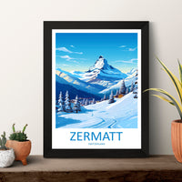 Zermatt Travel Print Wall Art Zermatt Wall Hanging Home Décor Zermatt Gift Art Lovers Ski Art Lover Gift Zermatt Print Skiing Zermatt Art