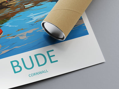 Bude Travel Print Wall Art Bude Wall Hanging Home Décor Bude Gift Art Lovers Cornwall Art Lover Gift