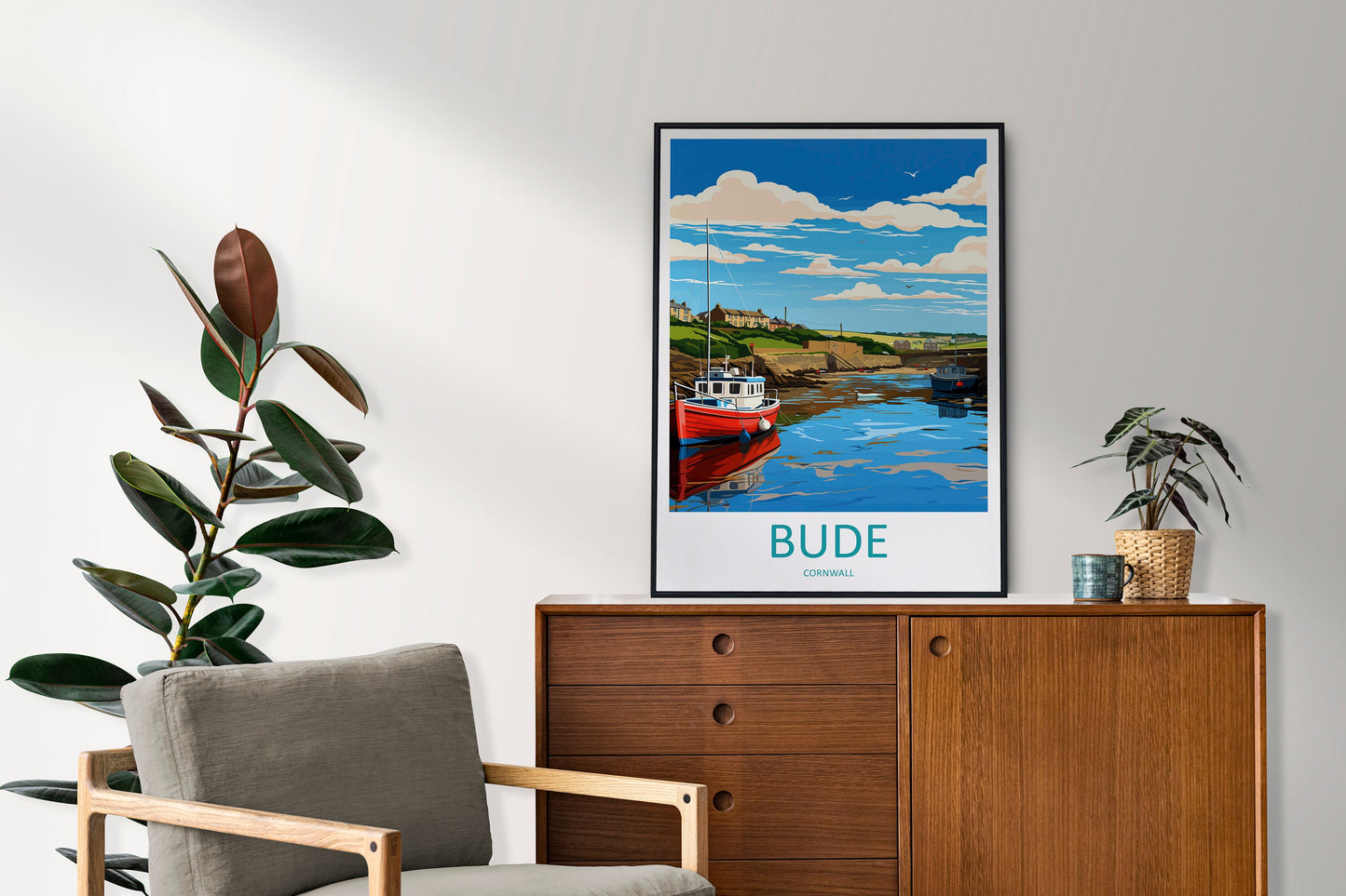 Bude Travel Print Wall Art Bude Wall Hanging Home Décor Bude Gift Art Lovers Cornwall Art Lover Gift