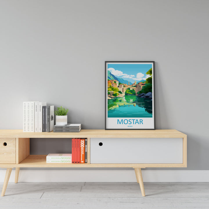 Mostar Travel Print Mostar Bosnia Home Décor Mostar Art Print Herzegovina City Room Print For Stari Most Bridge Koski Mehmed-Pasha Gift Art