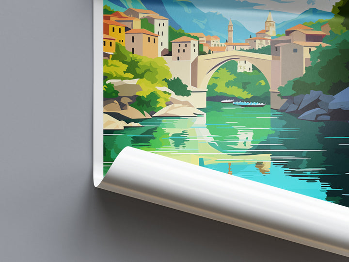 Mostar Travel Print Mostar Bosnia Home Décor Mostar Art Print Herzegovina City Room Print For Stari Most Bridge Koski Mehmed-Pasha Gift Art