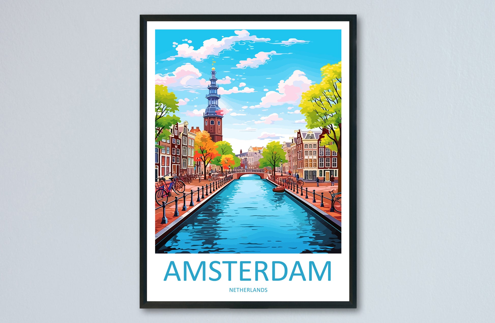 Amsterdam Travel Print Wall Art Amsterdam Wall Hanging Home Décor Amsterdam Gift Art Lovers Netherlands Art Lover Gift Amsterdam Decor