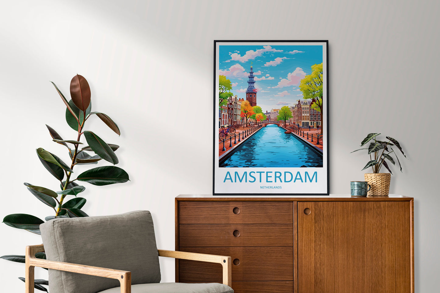 Amsterdam Travel Print Wall Art Amsterdam Wall Hanging Home Décor Amsterdam Gift Art Lovers Netherlands Art Lover Gift Amsterdam Decor