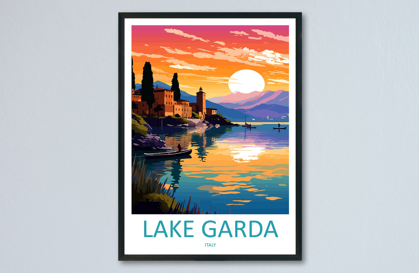 Lake Garda Travel Print Wall Art Lake Garda Wall Hanging Home Decoration Lake Garda Gift Art Lovers Wall Art Print Art Lake Garda Travel Art