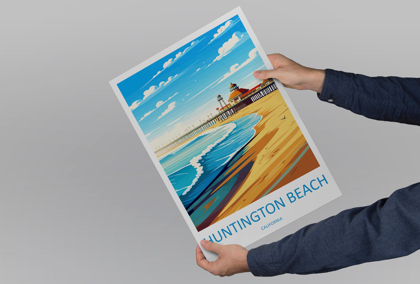 Huntington Beach Travel Print Wall Art Huntington Beach Wall Hanging Home Décor Huntington Beach Gift Art Lovers California Art Lover Gift