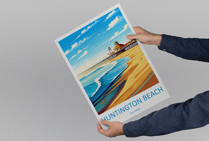 Huntington Beach Travel Print Wall Art Huntington Beach Wall Hanging Home Décor Huntington Beach Gift Art Lovers California Art Lover Gift