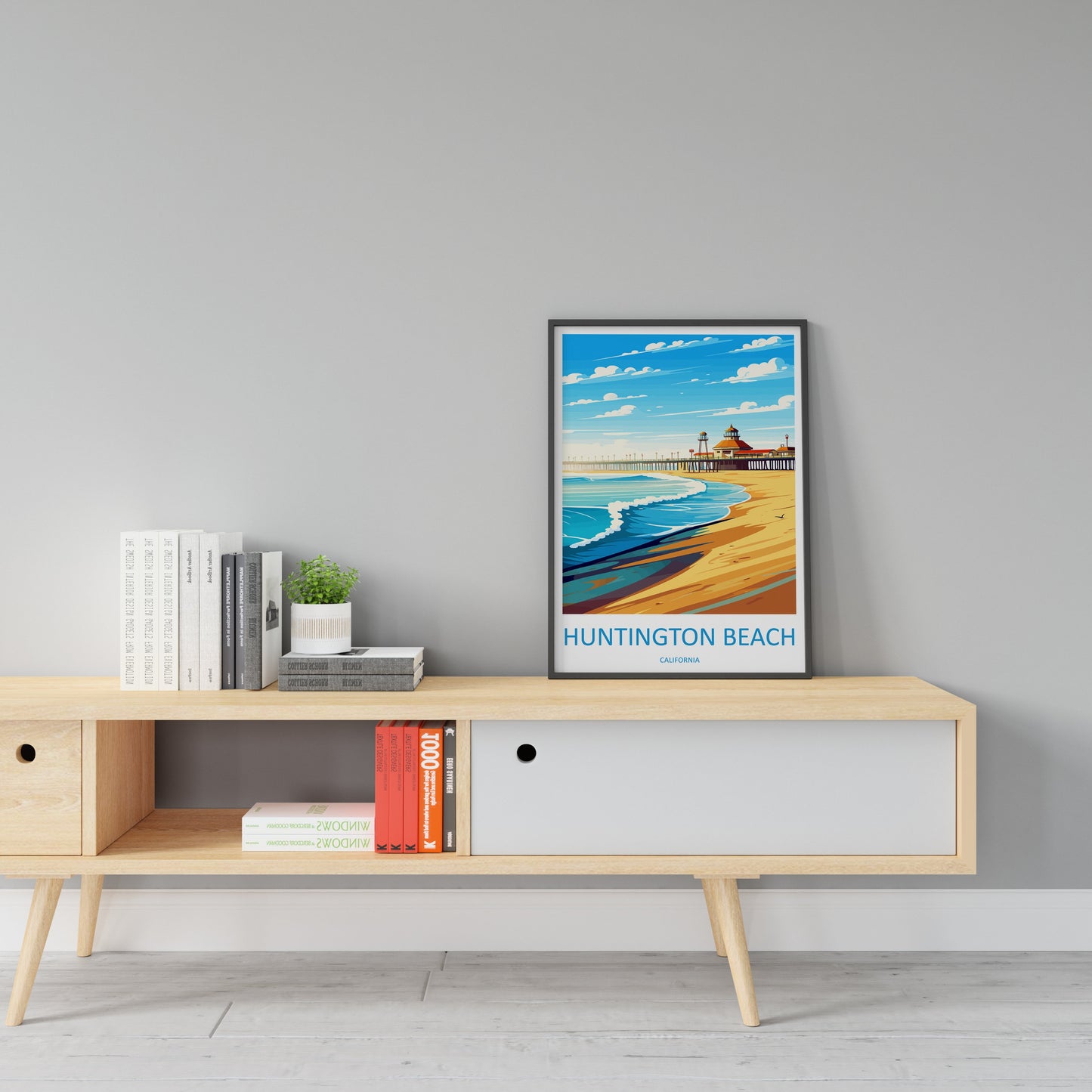 Huntington Beach Travel Print Wall Art Huntington Beach Wall Hanging Home Décor Huntington Beach Gift Art Lovers California Art Lover Gift