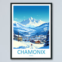 Chamonix Travel Print Wall Art Chamonix Wall Hanging Home Décor Chamonix Gift Art Lovers Ski Art Lover Gift Chamonix Print Skiing Artwork