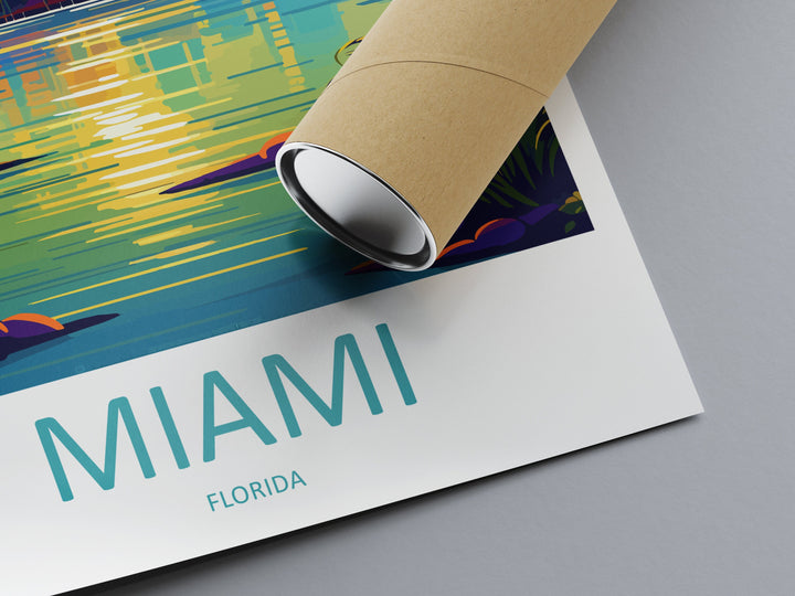 Miami Travel Print Wall Art Miami Wall Hanging Home Décor Miami Gift Art Lovers Florida Art Lover Gift Florida Print