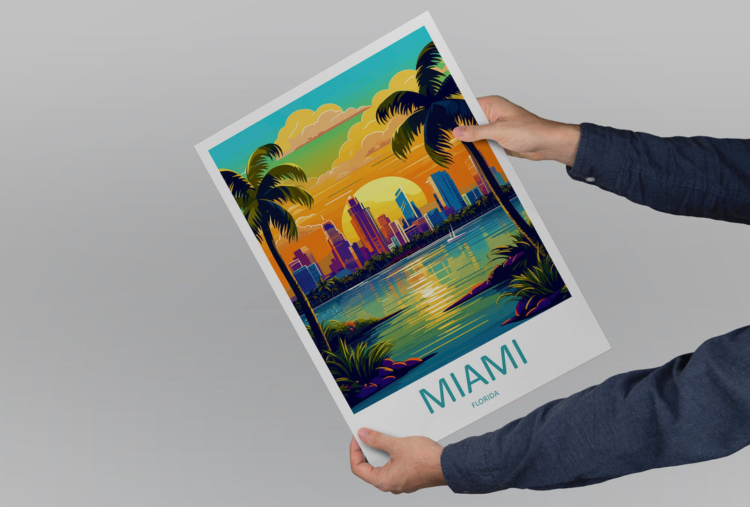 Miami Travel Print Wall Art Miami Wall Hanging Home Décor Miami Gift Art Lovers Florida Art Lover Gift Florida Print