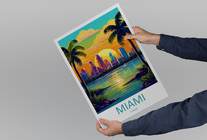 Miami Travel Print Wall Art Miami Wall Hanging Home Décor Miami Gift Art Lovers Florida Art Lover Gift Florida Print