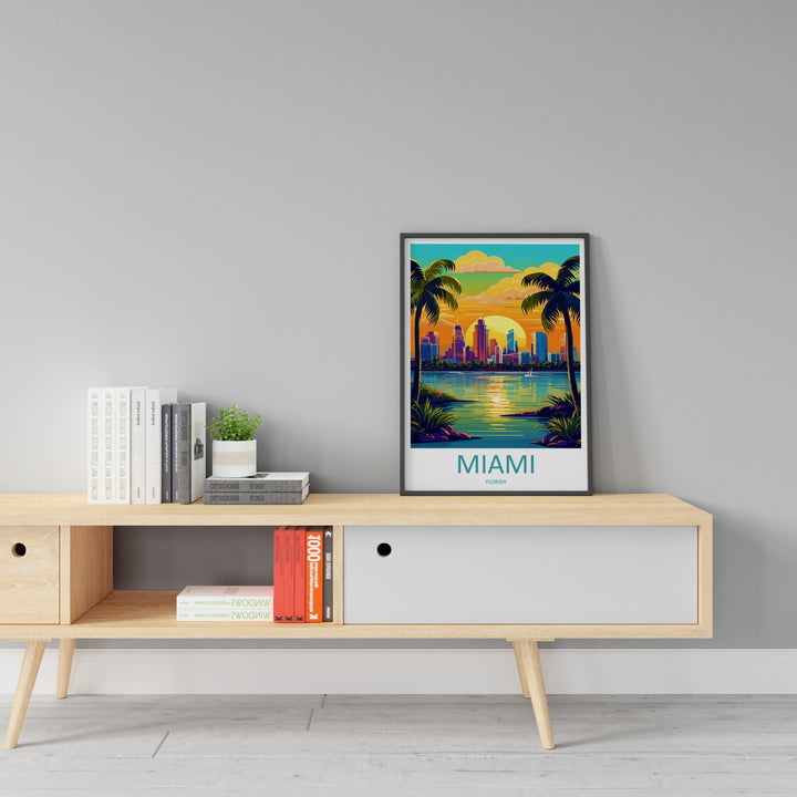 Miami Travel Print Wall Art Miami Wall Hanging Home Décor Miami Gift Art Lovers Florida Art Lover Gift Florida Print