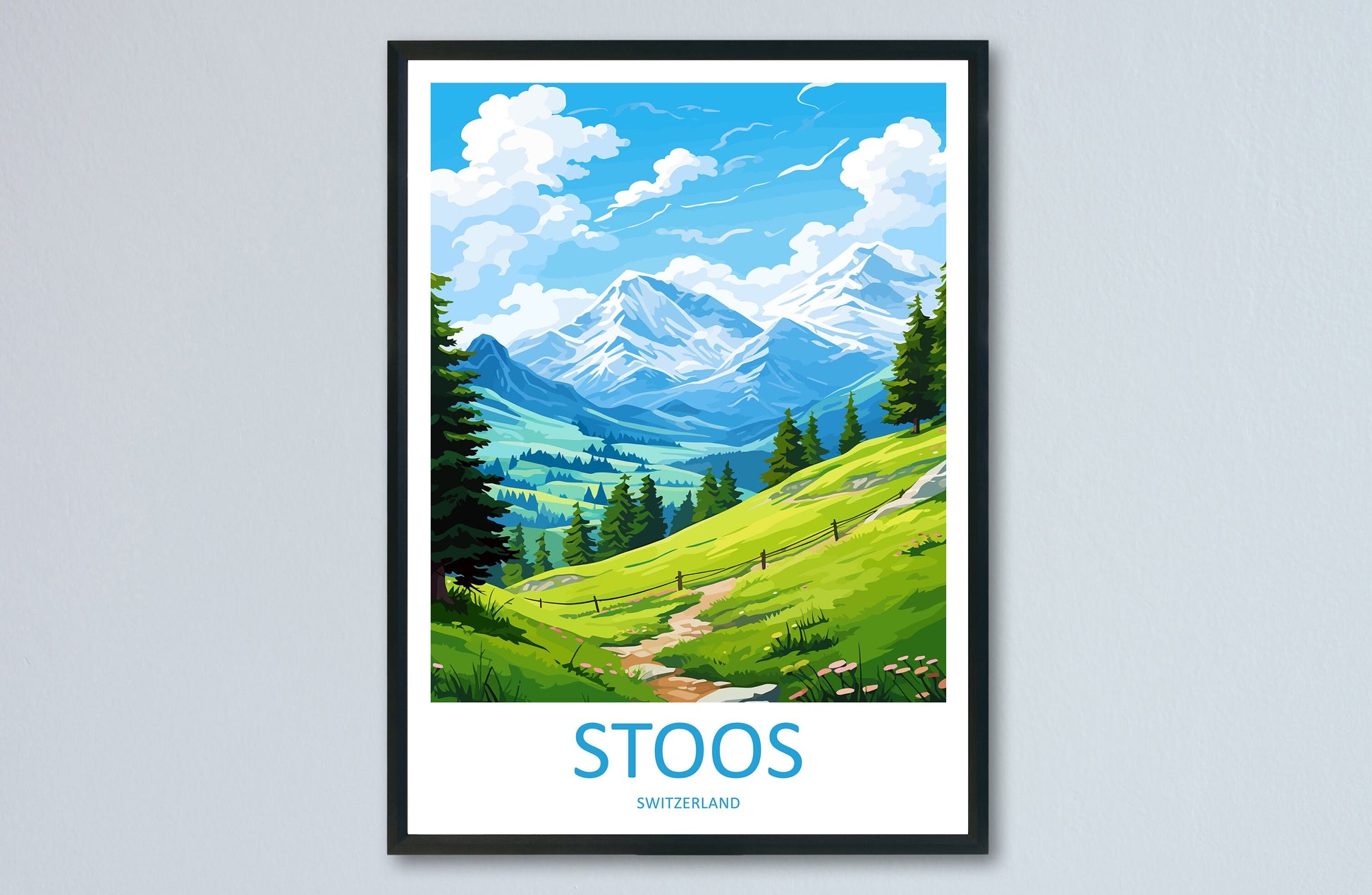 Stoos Travel Print Wall Art Stoos Wall Hanging Home Décor Stoos Gift Art Lovers Switzerland Art Lover Gift Stoos Travel