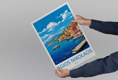 Agios Nikolaos Travel Print Wall Art Agios Nikolaos Greece Wall Hanging Home Decoration Agios Nikolaos Gift Art Lovers Art Agios Nikolaos
