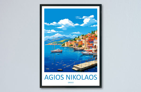 Agios Nikolaos Travel Print Wall Art Agios Nikolaos Greece Wall Hanging Home Decoration Agios Nikolaos Gift Art Lovers Art Agios Nikolaos