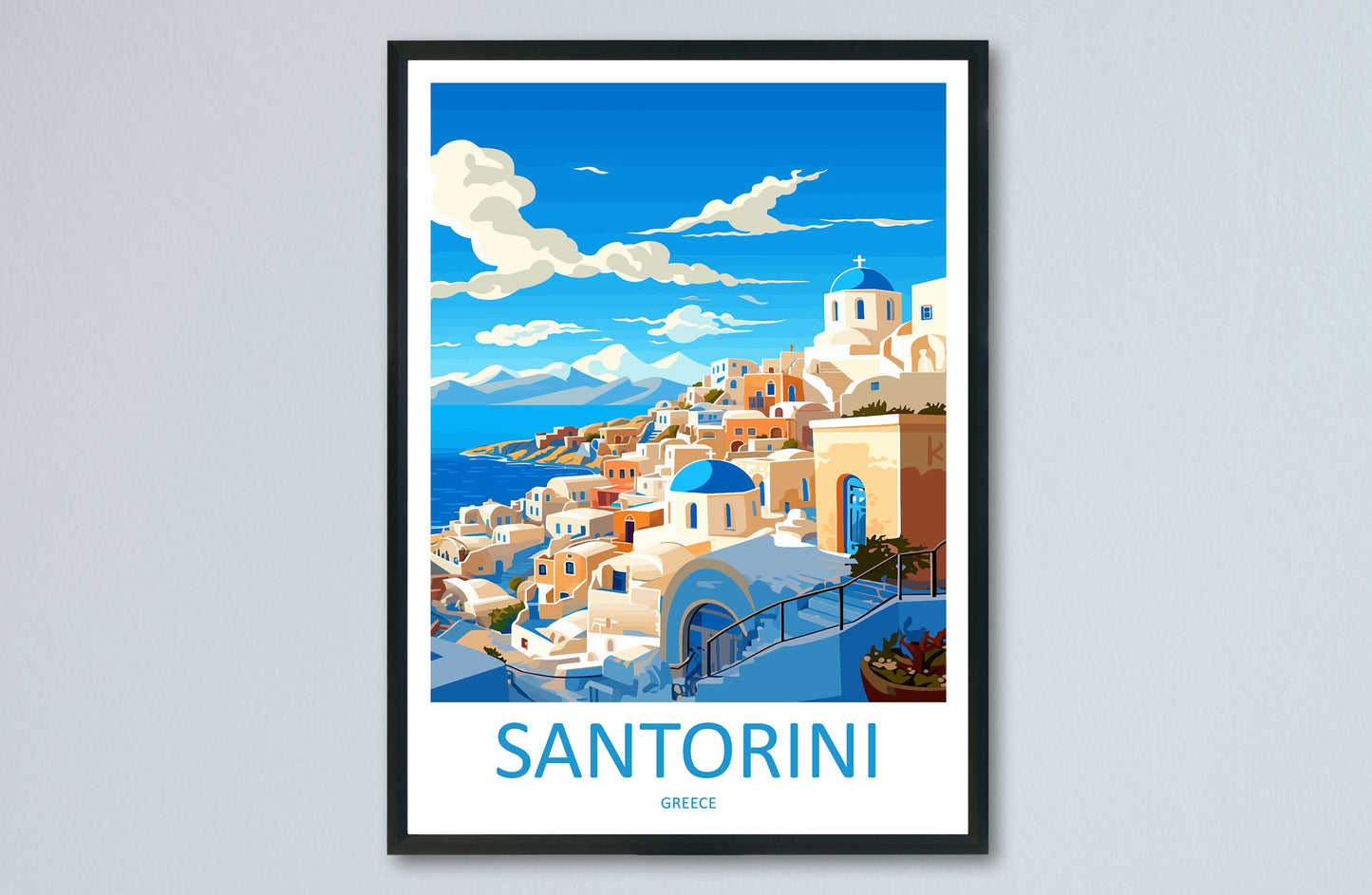 Santorini Travel Print Wall Art Santorini Greece Wall Hanging Home Decoration Santorini Gift Art Lovers Wall Art Print Santorini Greek Print