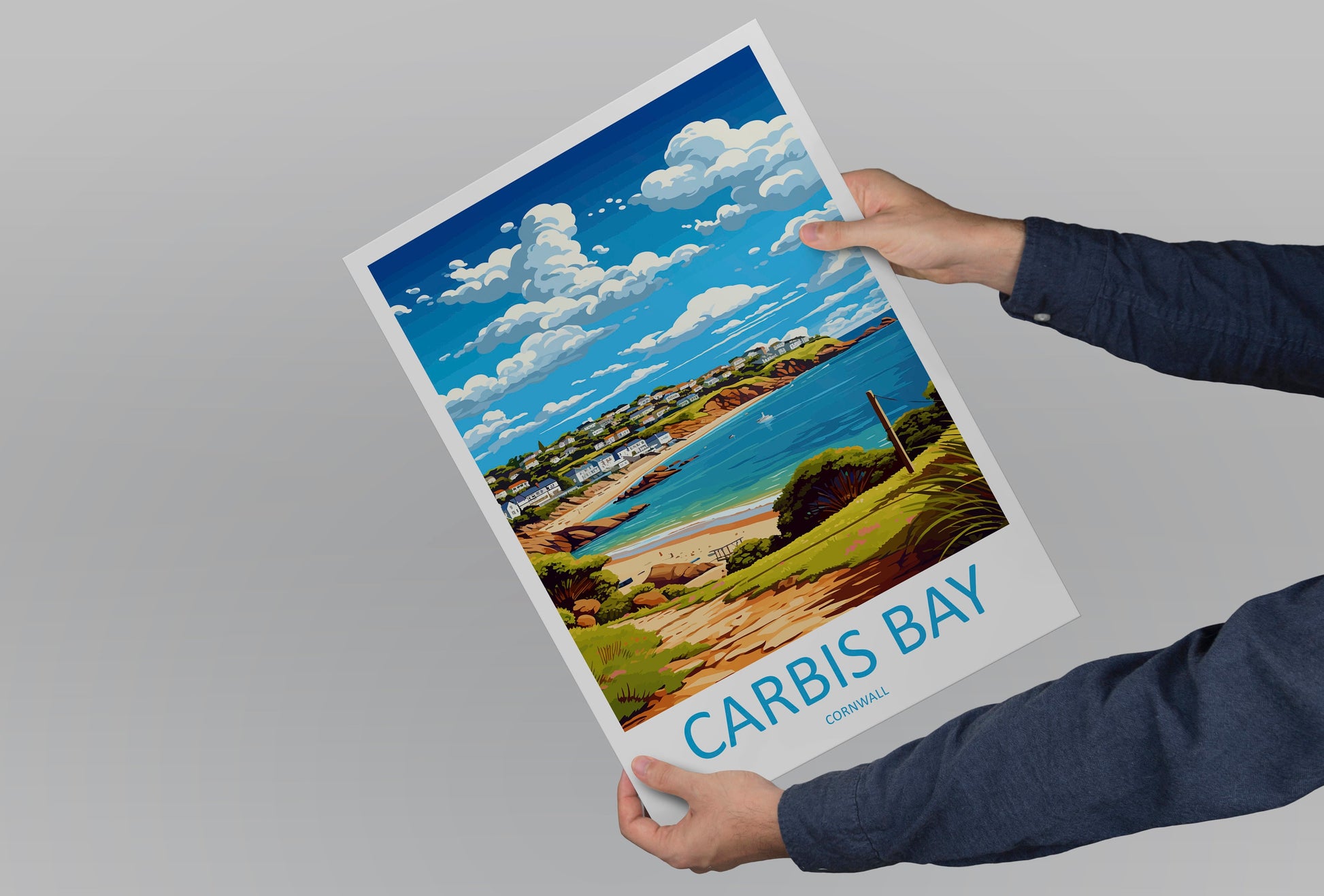 Carbis Bay Travel Print Wall Art Carbis Bay Wall Hanging Home Décor Carbis Bay Gift Art Lovers Cornwall Art Lover Gift