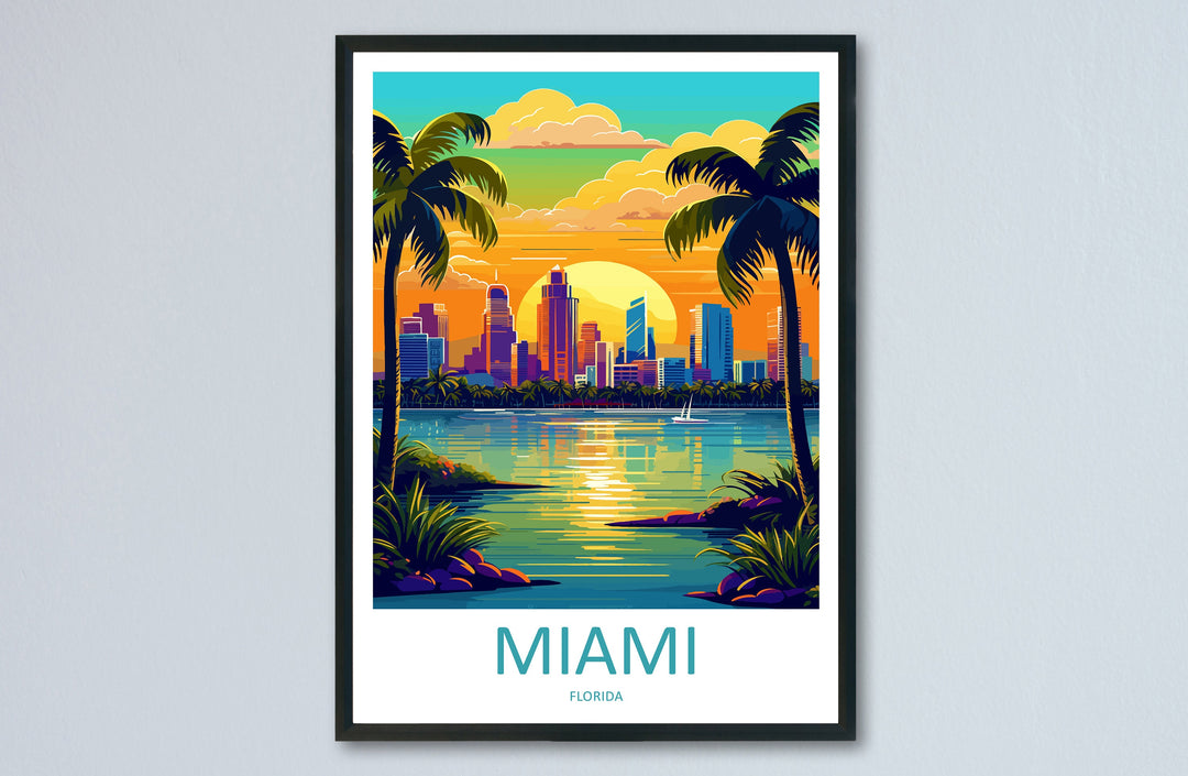 Miami Travel Print Wall Art Miami Wall Hanging Home Décor Miami Gift Art Lovers Florida Art Lover Gift Florida Print