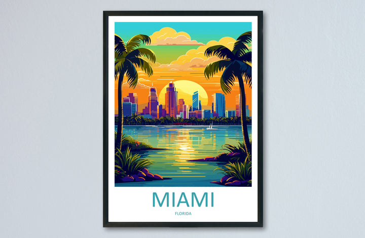 Miami Travel Print Wall Art Miami Wall Hanging Home Décor Miami Gift Art Lovers Florida Art Lover Gift Florida Print