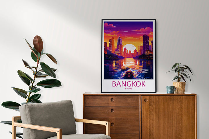 Bangkok Travel Print Wall Art Bangkok Wall Hanging Home Decor Bangkok Gift Art Lovers Wall Art Thailand Travel Print Gift Thai Travel Art