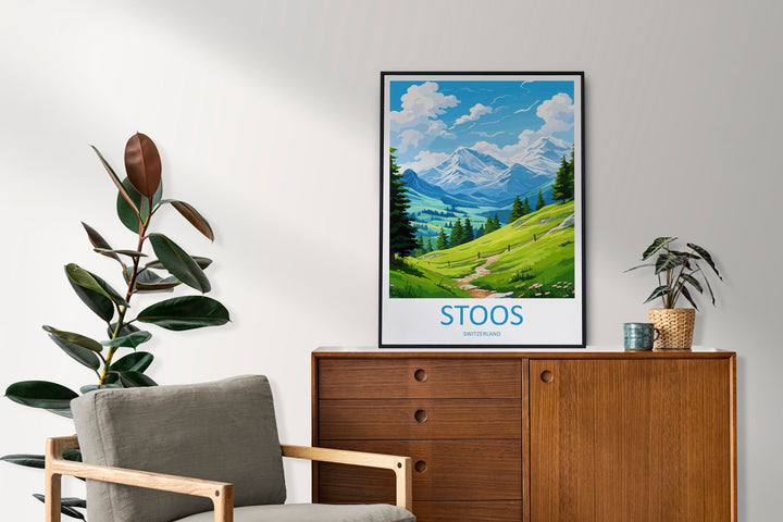 Stoos Travel Print Wall Art Stoos Wall Hanging Home Décor Stoos Gift Art Lovers Switzerland Art Lover Gift Stoos Travel