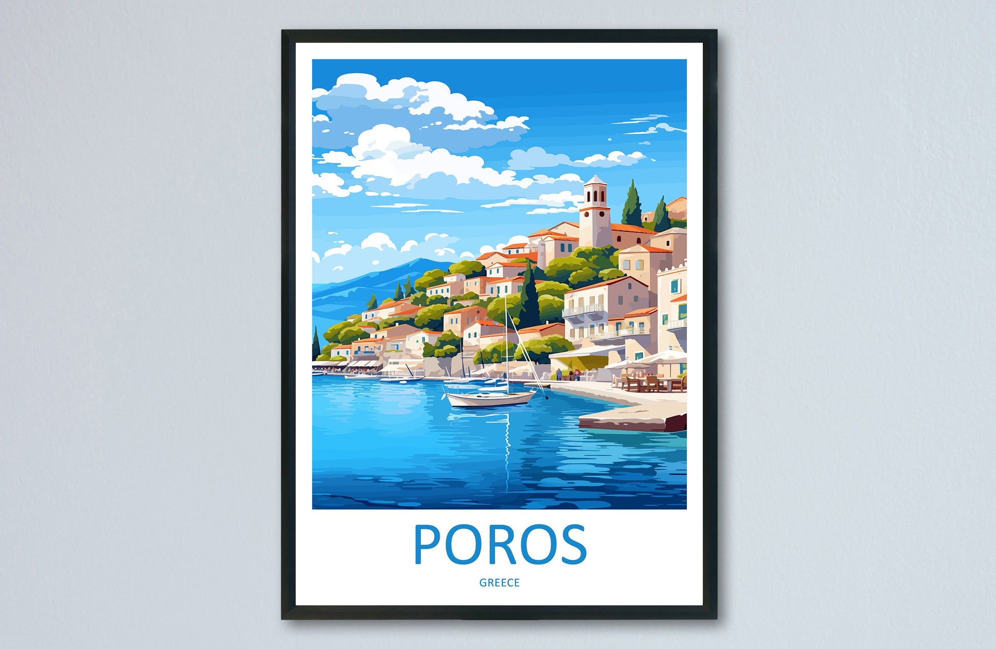 Poros Travel Print Wall Art Poros Greece Wall Hanging Home Decoration Poros Gift Art Lovers Wall Art Print Poros Greece Wall Art