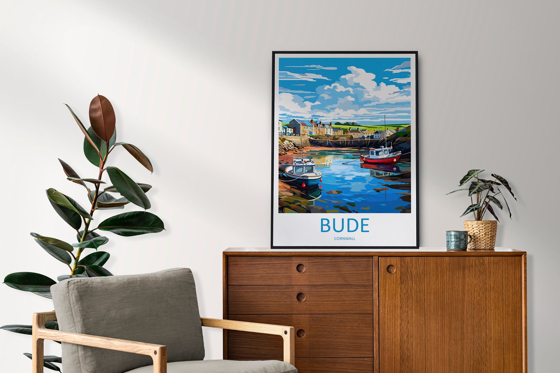 Bude Travel Print Wall Art Bude Wall Hanging Home Décor Bude Gift Art Lovers Cornwall Art Lover Gift
