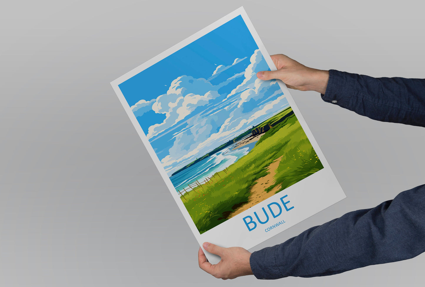 Bude Travel Print Wall Art Bude Wall Hanging Home Décor Bude Gift Art Lovers Cornwall Art Lover Gift