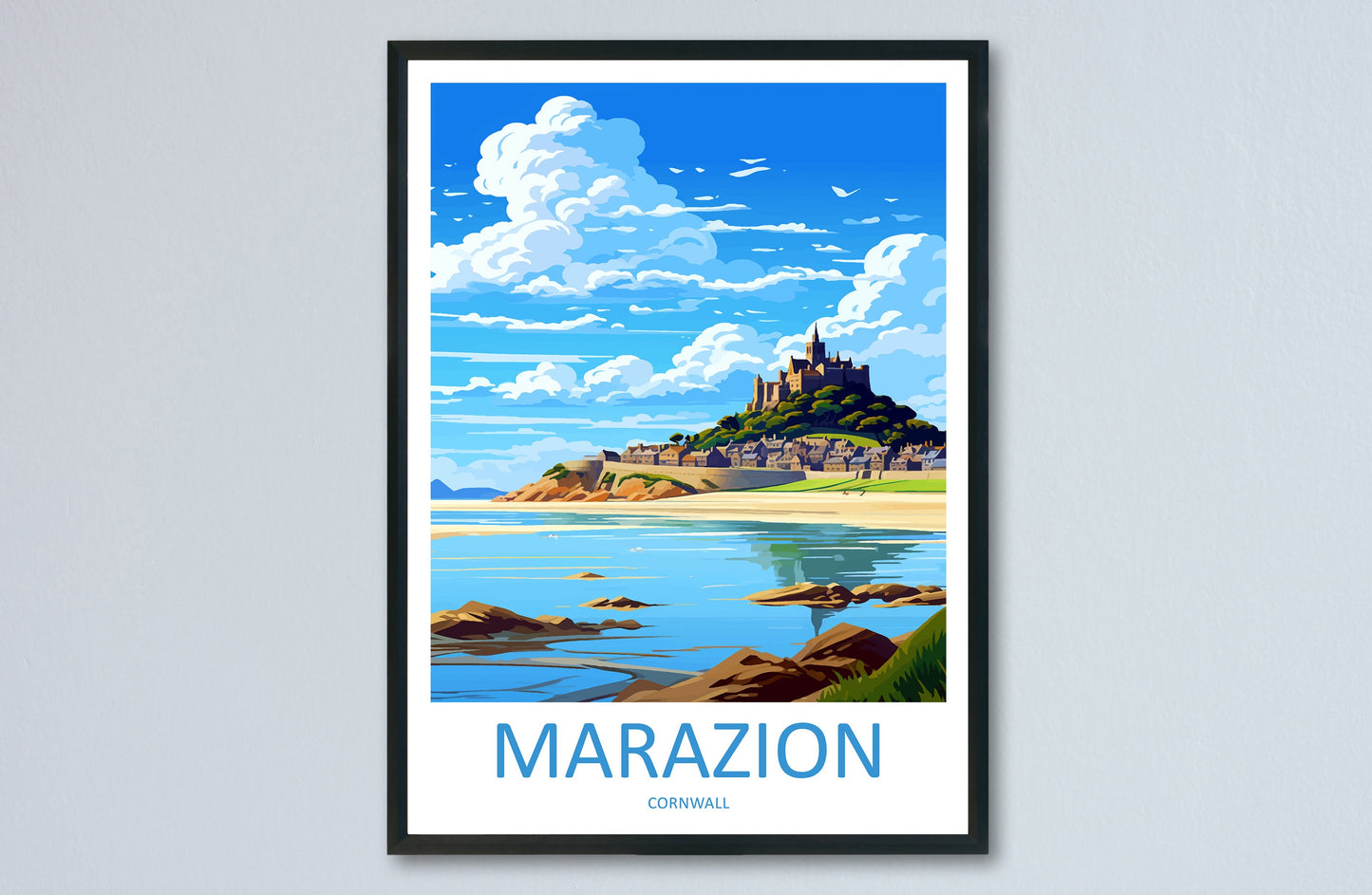 Marazion Travel Print Wall Art Marazion Wall Hanging Home Décor Marazion Gift Art Lovers Cornwall Art Marazion Wall Art