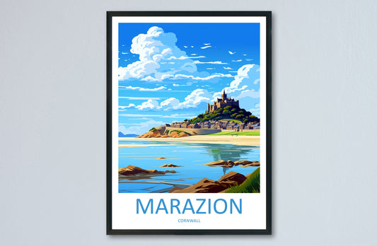 Marazion Travel Print Wall Art Marazion Wall Hanging Home Décor Marazion Gift Art Lovers Cornwall Art Marazion Wall Art