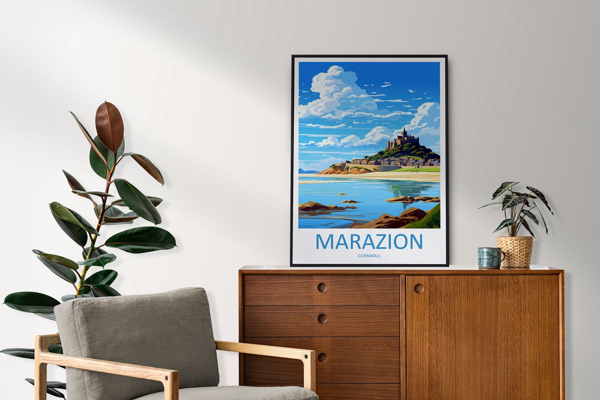 Marazion Travel Print Wall Art Marazion Wall Hanging Home Décor Marazion Gift Art Lovers Cornwall Art Marazion Wall Art