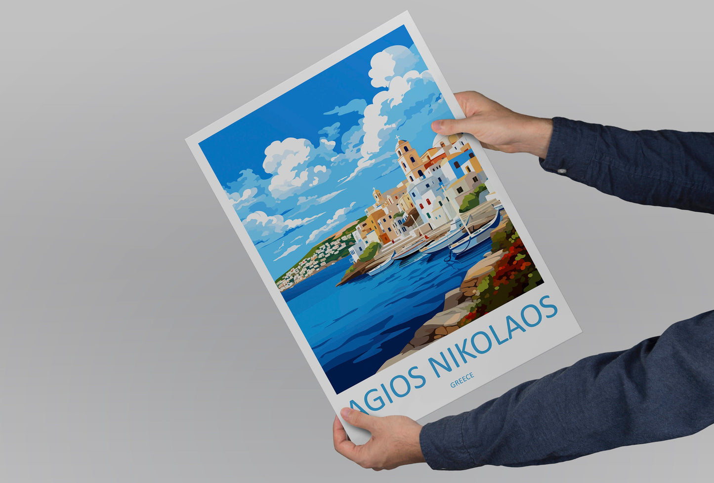 Agios Nikolaos Travel Print Wall Art Agios Nikolaos Greece Wall Hanging Home Decoration Agios Nikolaos Gift Art Lovers Art Agios Nikolaos