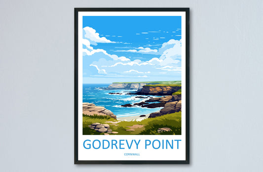 Godrevy Point Travel Print Wall Art Godrevy Point Wall Hanging Home Décor Godrevy Point Gift Art Lovers England Art Lover Gift Godrevy Point