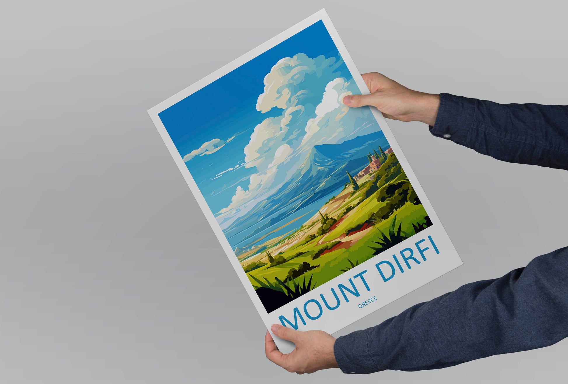 Mount Dirfi Travel Print Wall Art Mount Dirfi Greece Wall Hanging Home Decoration Mount Dirfi Gift Art Lovers Wall Art Print