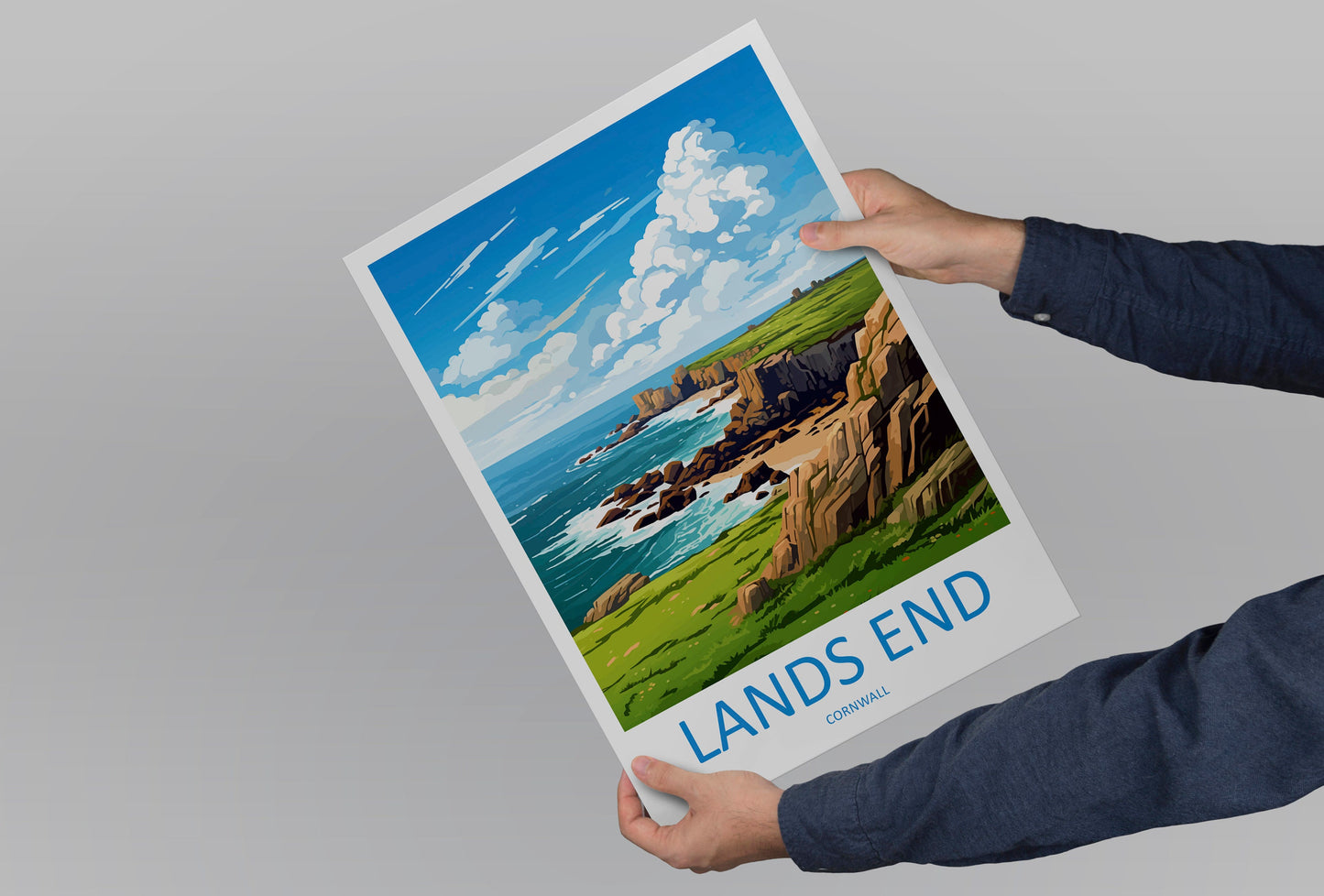 Lands End Travel Print Wall Art Lands End Wall Hanging Home Décor Lands End Gift Art Lovers Cornwall Art Lover Gift Lands End Art Poster