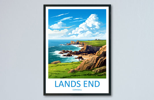 Lands End Travel Print Wall Art Lands End Wall Hanging Home Décor Lands End Gift Art Lovers Cornwall Art Lover Gift Lands End Art Poster